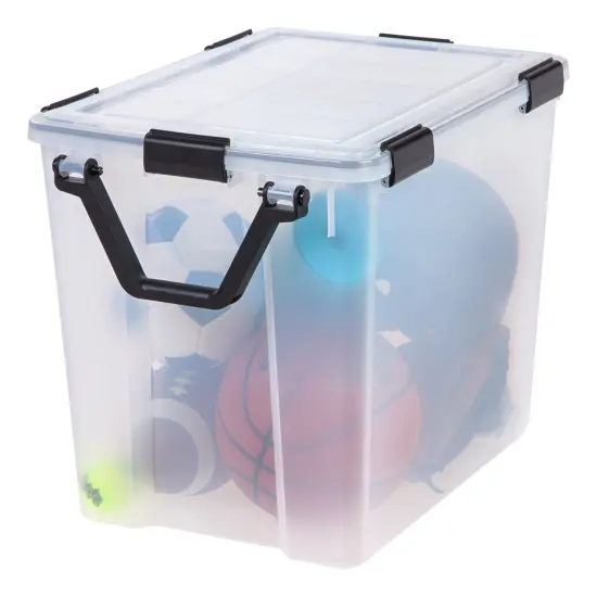 IRIS USA 103qt WEATHERPRO Wheeled Plastic Storage Bin with Seal Latching Lid and 6Buckles, Pull Handle {6}