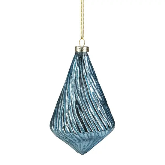 Northlight 4.75" Blue Glitter Swirl Glass Christmas Pendant Ornament {3}