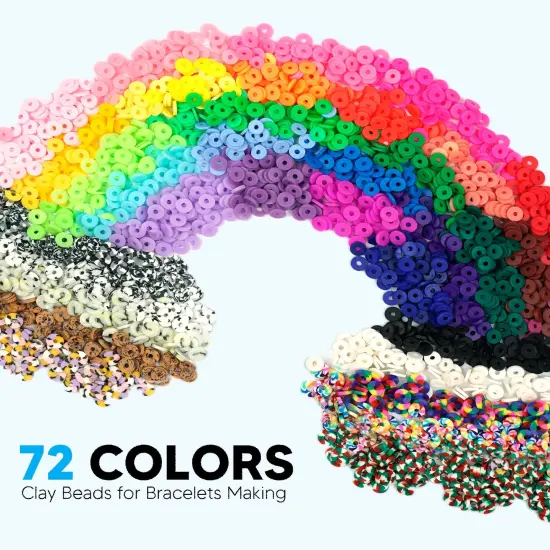 15000 Pieces Clay Beads Bracelet Making Kit, 4 Boxes 72 Colors Friendship Clay Beads Bracelet Kit with Charms Kit for Jewelry Making, DIY Arts and Crafts Gifts for Kids and Adults {2}