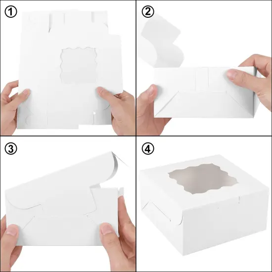 30 Pieces Bakery Boxes 6x6x3 Inches White Cookie Box with Window for Small Pie, Strawberry, Cupcake and Pastry {1}