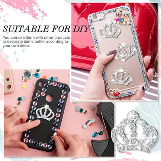 48 Pieces Crystal Rhinestone Crown Embellishments Rhinestone Embellishments Flatback Crystal Accessory for DIY Crafts Jewelry Making Phone Back Shell Wedding Decoration and Present Decoration {1}