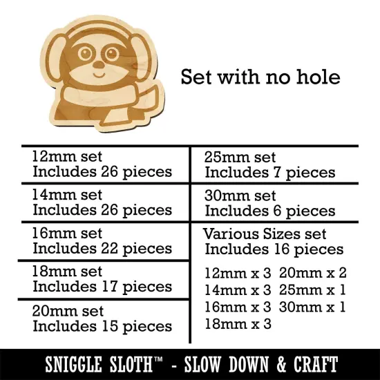 Winter Sloth with Ear Muffs and Scarf Mini Wood Shape Charms Jewelry DIY Craft {1}