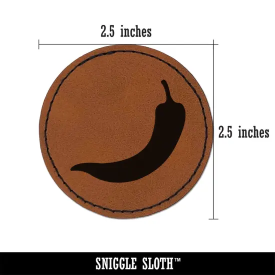 Chili Pepper Southwestern Round Iron-On Engraved Faux Leather Patch Applique - 2.5" Brown {2}