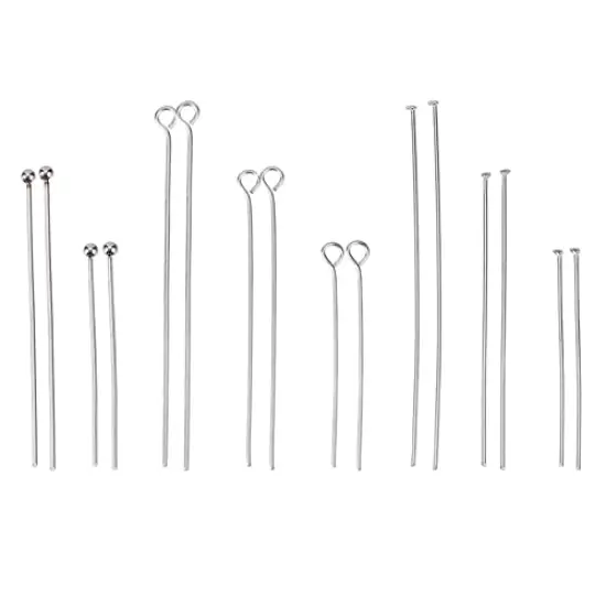 560 pieces 8 Styles 304 Stainless Steel Eye Pins 30mm 40mm 50mm Head Pins Ball 22 Gauge Head Pins Findings Open Eye Pin for Earring Bracelet Pendant Jewelry Making, Stainless Steel Color {5}