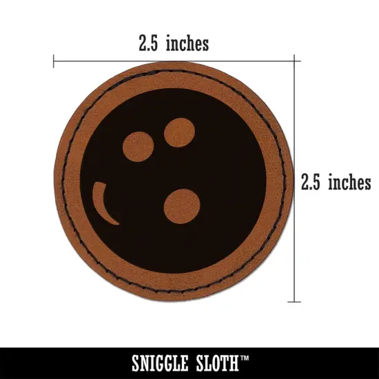 Bowling Ball Round Iron-On Engraved Faux Leather Patch Applique - 2.5" Brown {2}