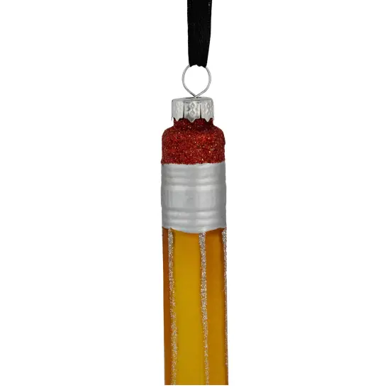 Northlight 5.75" Glittered Pencil Glass Christmas Ornament Yellow {4}