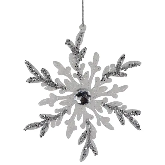 Northlight Glitter Snowflakes Christmas Ornaments - 6" - White and Silver - 4ct {4}