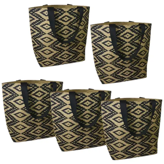 Pack of 5 Hawthorn Diamond Aztec Pattern Jute Tote Bag Quilting Essential {1}