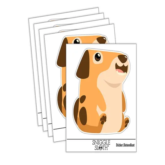 Silly Dog Sitting Up Smiling Waterproof Vinyl Phone Tablet Laptop Water Bottle Sticker Set - 5 Pack {1}