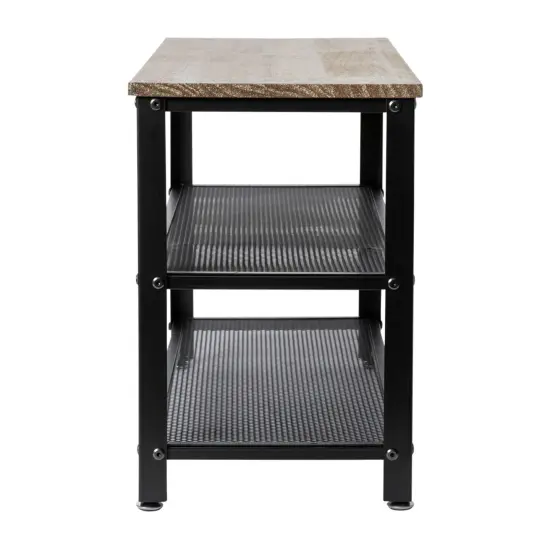 Emma and Oliver Isla 3-Tier Storage Bench with Metal Mesh Shelves for Entryway, Mudroom, or Bedroom Weathered Brown {4}