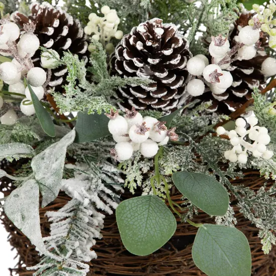 Northlight Berries and Pinecones Frosted Artificial Christmas Decoration - 28" Green {7}