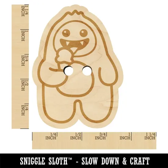 Yeti Abominable Snowman Eating Ice Cream Wood Buttons for Sewing Knitting Crochet DIY Craft {1}