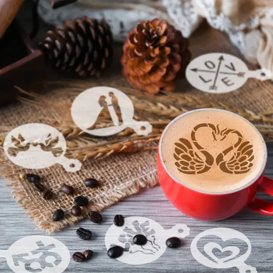 36 Pieces Valentine's Day Cookie Stencils, Reusable Cookie Coffee Decorating Stencils Templates Mold Tools for Cookies Baking Painting Dessert Coffee Decoration DIY Valentines Party Decor {6}
