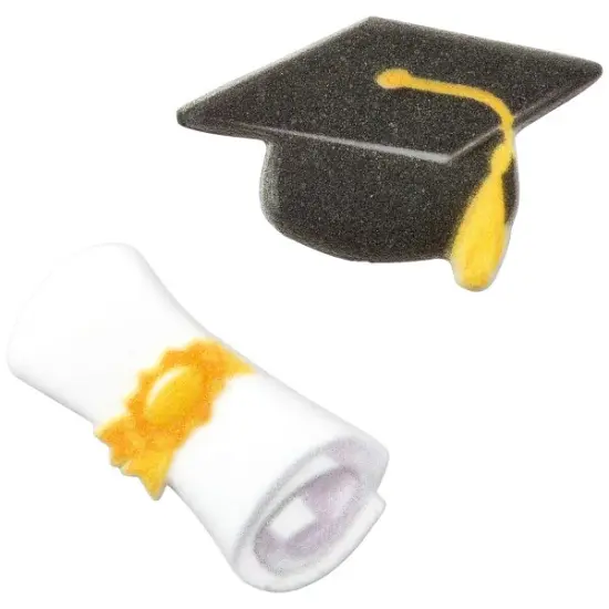 Graduation Cap & Scroll Dec-Ons&reg; Sugar Decorations, 12pc {1}