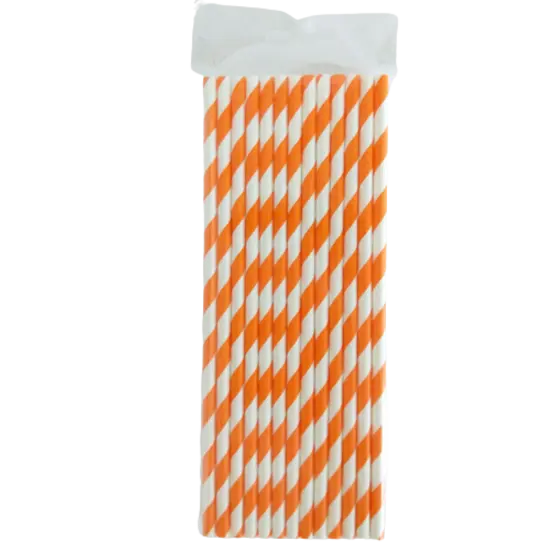 Kitcheniva Biodegradable Paper Straws Pattern Color 100 to 200 Pcs Orange stripe {1}