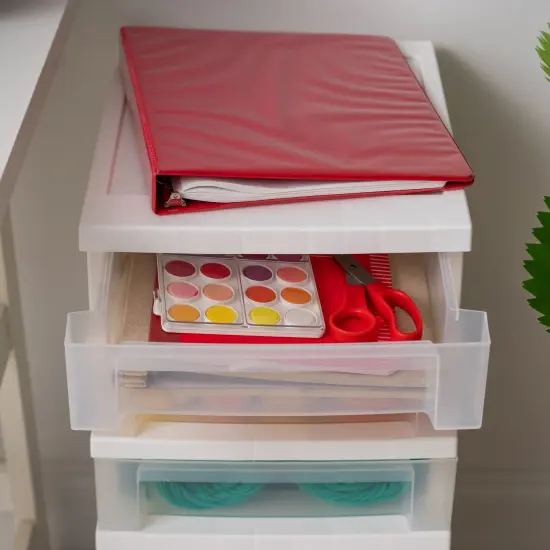 IRIS USA 5 Drawer Rolling Storage Cart with Organizer Top, White {6}