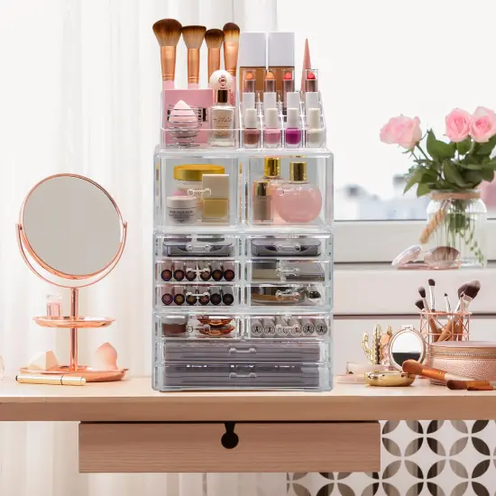 Sorbus X-Large Acrylic Makeup and Jewelry Organizer Case - 4 Piece Set (12 Drawers) {5}