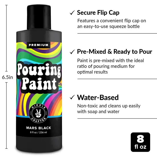 Black or White Pouring Paint Acrylic Pouring for Pour Art and Flow Painting 8oz 236 ml Bottle Mars Black or Titanium White {4}