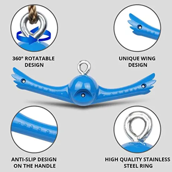 Ninja-Twister Swing Spins Set: Slackline Attachments - 360&deg; Handle Twist-Spin Flips Toy Activate Ninja Powers Warrior Accessories Kids Hang Toys for Playground Backyard Blue {5}