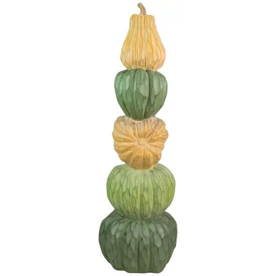 Northlight Carved Tri-Color Stacked Pumpkin Tower Fall Harvest Decoration - 42.5" Orange {5}