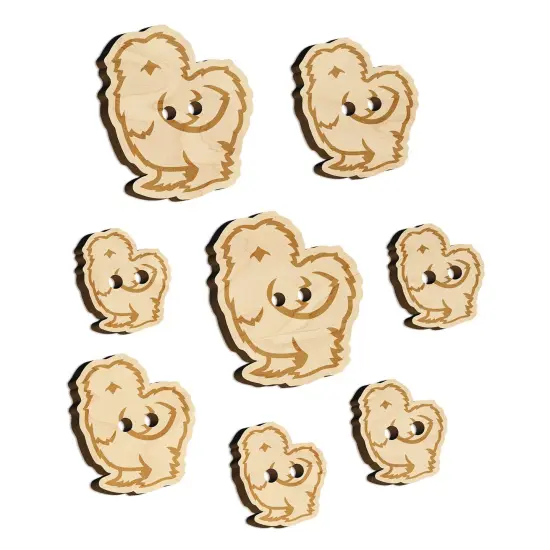 Fluffy Silkie Chicken Wood Buttons for Sewing Knitting Crochet DIY Craft {7}