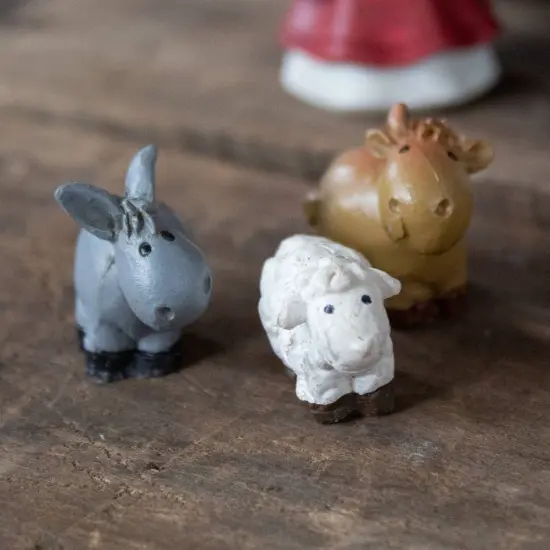 Gerson Christmas Nativity Scene Set, 11 Piece Holy Family Indoor Manger Scene Decoration with 12 x 7.5 inch Metal Creche and Resin Figurines {7}