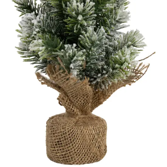 Northlight Mini Flocked Pine Artificial Christmas Trees with Burlap Base - 18" - Set of 3 Green {6}