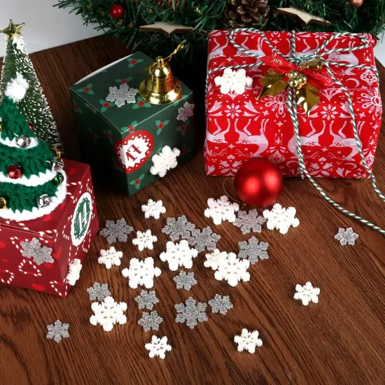 32 Pieces Christmas Snowflake Resin Glitter Charms Flatback Resin Embellishment Ornaments for Scrapbooking, DIY Crafts, Hair Clip, Xmas Decor {4}