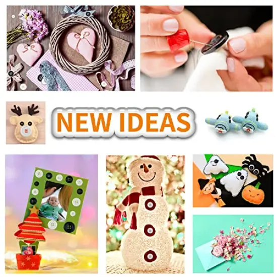 162 Pieces Mixed Resin Sewing Buttons, Eco-Friendly 1 inch Buttons with Compartmentalized Storage Box Black Buttons, 4 Holes 5 Sizes DIY White Buttons, Suitable for Sewing, DIY and Holiday Decoration. {3}