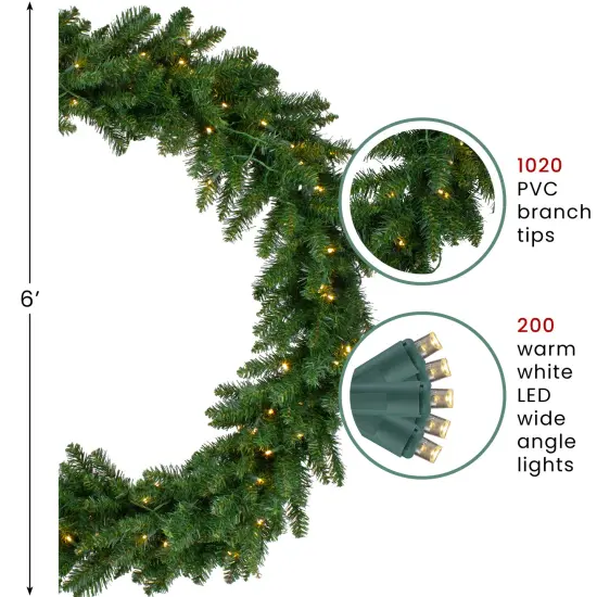 Northlight Pre-Lit Buffalo Fir Commercial Artificial Christmas Wreath - 6' - Warm White Lights Green {5}