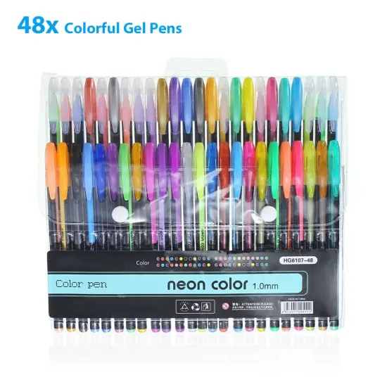 48 Unique Colors Gel Pen Set for Adult Coloring Books - No Duplicates {6}