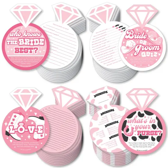 Big Dot of Happiness Last Rodeo - 4 Pink Cowgirl Bridal Shower Games - 10 Cards Each - Gamerific Bundle {1}