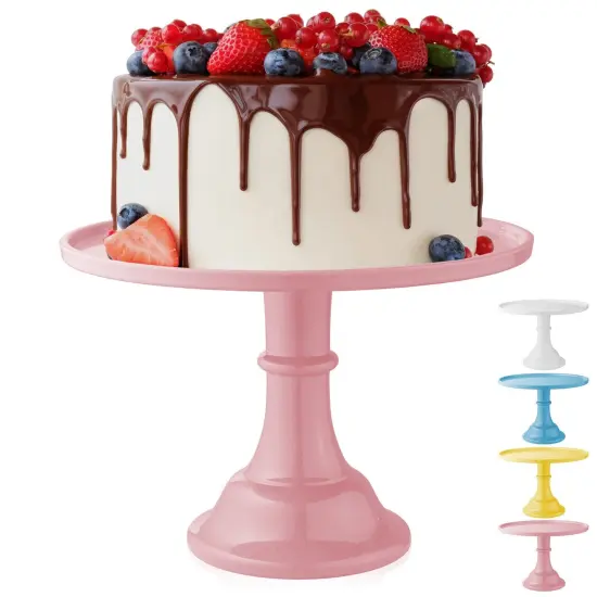 Round Pedestal Cake Stand for Weddings and Birthday Parties Yellow {2}