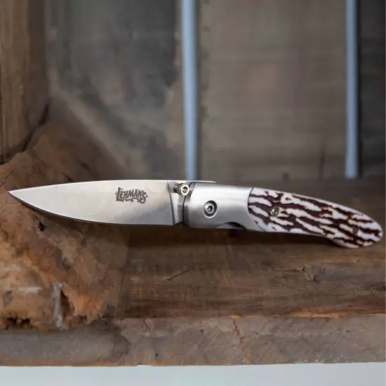 Lehman's Antler Lockback Folding Knife, Compact, All-Purpose Pocket Knives with Stainless Steel 3.5 inch Blade {6}