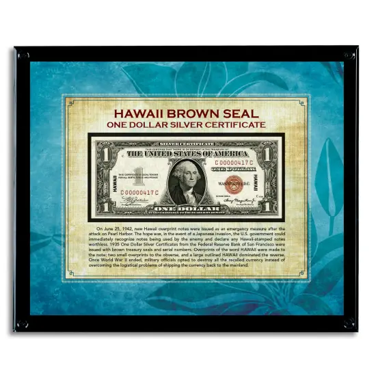 Hawaii Brown Seal Note in Acrylic Frame {1}