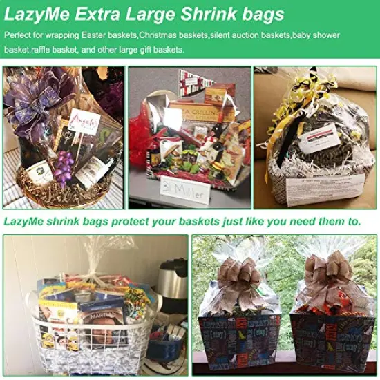 5 Pieces Extra Large Jumbo Shrink Wrap Bags Cellophane Bags for Gift Baskets - 40x47 Inch Christmas Basket Bags (5 pcs, XXXL) {3}