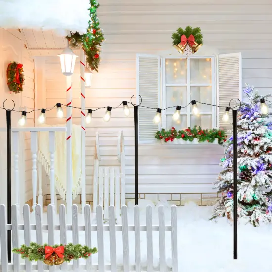 Set of 6 RC String Light Pole;9 FT Lighting Stand ;LED Solar Bulbs for Parties;Christmas Heart {6}