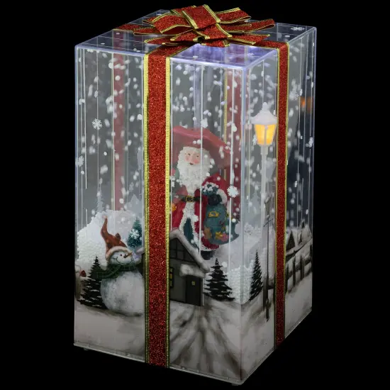 Northlight Musical Santa Lighted Snowing Gift Box with Ribbon Christmas Decoration - 12" Multi {1}