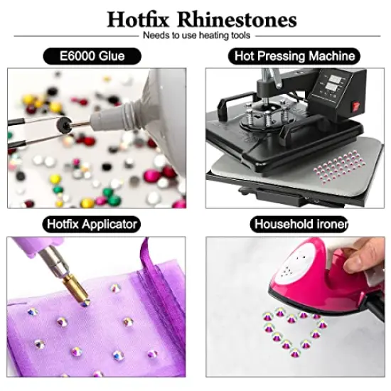 6616 Pieces Hot Pink Hotfix Rhinestones Crystal Gems Glass for Tumblers Clothes Shirts Glitter Flat Back Round with Tweezers and Picking Pen (SS6~SS30) {2}