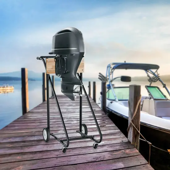 Costway Outboard Boat Motor Stand Heavy Duty Engine Carrier Cart Dolly with 4 Smooth Wheels {2}