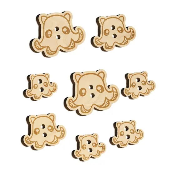 Kawaii Flapjack Octopus Wood Buttons for Sewing Knitting Crochet DIY Craft {7}