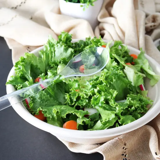 12 Pieces- Heavy Duty Disposable Plastic Serving Utensils, Four 10&rdquo; Spoons and Forks, Four 6-1/2&rdquo; Tongs,Clear {3}