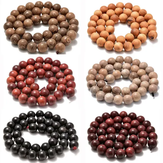 6mm 8mm 10mm Natural Wood Beads Round Polygons Spacer {3}