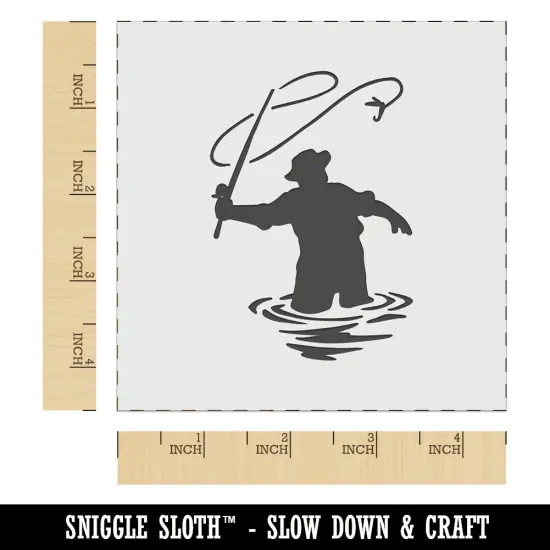 Fly Fisherman Throwing Line Angler Wall Cookie DIY Craft Reusable Stencil {6}