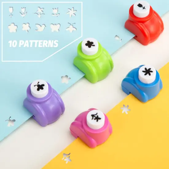 10 Pieces Craft Hole Punch Shapes Set,Shape Hole Punchers for Kids Great for School Crafting, Fun Projects and School Supplies with Bird, Bee, 4-Leaf Clove, Rose, Butterfly, etc {6}