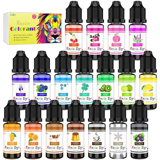 Epoxy Resin Pigment - 18 Colors Epoxy UV Resin Dye Liquid Transparent for UV Resin Coloring, DIY Resin Jewelry Making - Concentrated UV Resin Colorant for Art, Paint, Crafts - 0.35 oz/10ml Each {2}