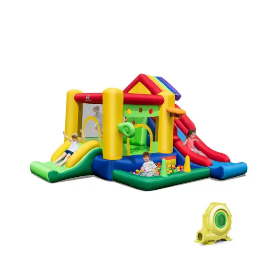 Inflatable Bounce Castle with Double Slides and 735W Blower {3}