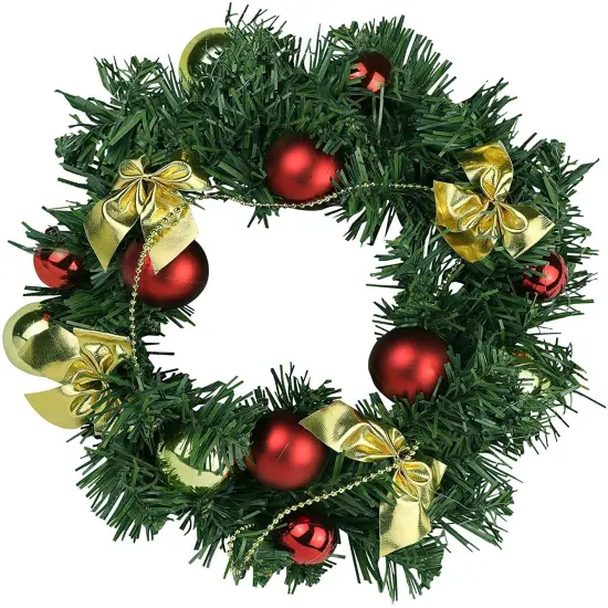 Christmas Wreath with Golden Bows for Indoor Outdoor Holiday Decoration {5}