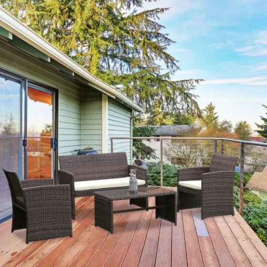 4 pcs Patio Rattan Wicker Furniture Set {3}
