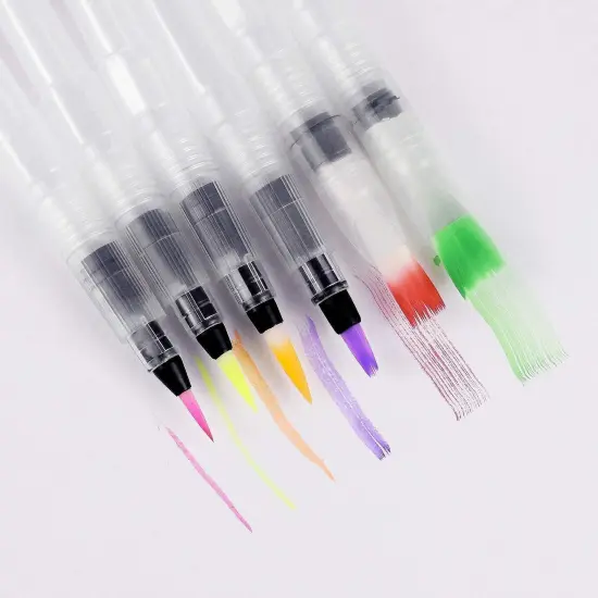 Pixiss Water Brush Pen Set - 6 Refillable Watercolor Paint Pens {5}
